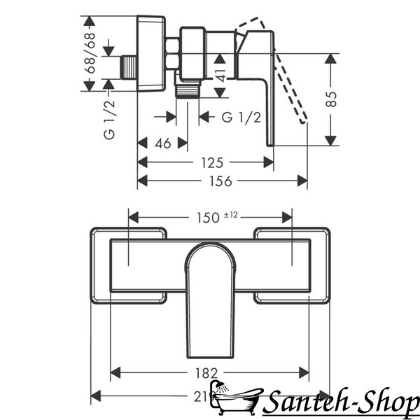 Смеситель для душа Hansgrohe Vernis Shape 71650000 хром 71650000 фото