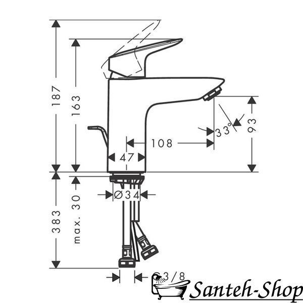 Baterie lavoar Hansgrohe Logis 100, negru mat (71100670) 71100670 foto
