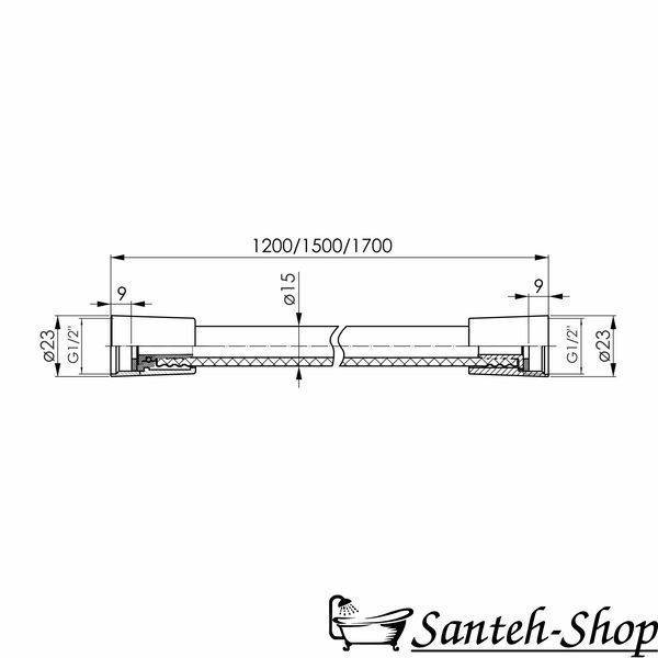 Furtun de duș IMPRESE LSR f03600110AJ, PVC, 1700 mm, negru mat f03600110AJ foto