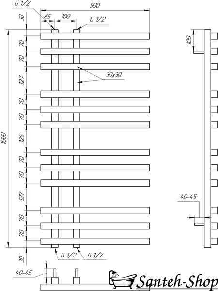 Uscătoar prosoape GENESIS Carisma 9003 alb mat Carisma 1400x500 9003 foto