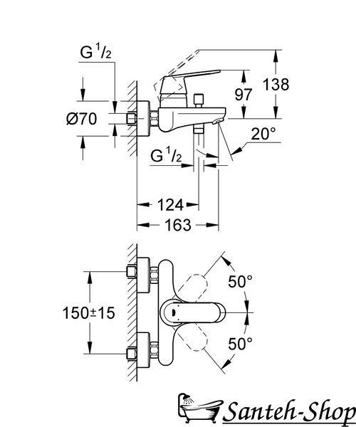 Baterie de baie Grohe Eurosmart Cosmopolitan, crom 32831000 foto