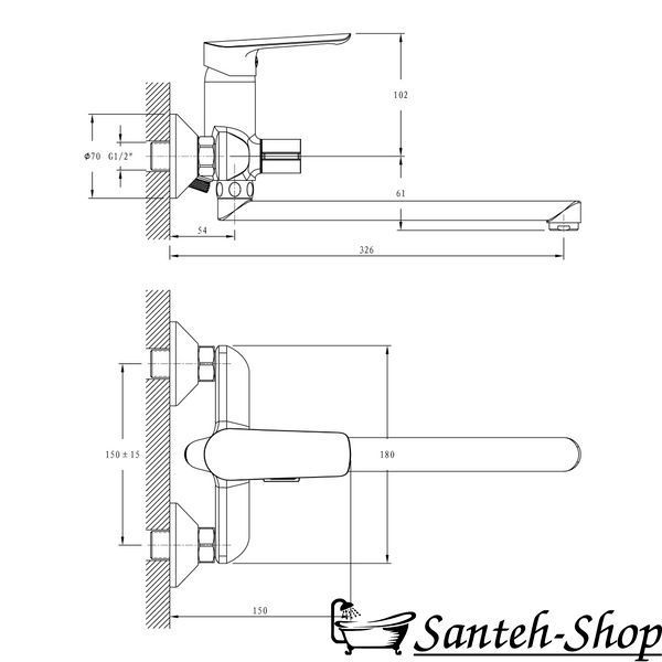 Baterie cadă Imprese BLANICE 35330 crom gura L 35330 foto