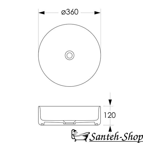 Lavoar ceramic de blat IMPRESE i11252, 40*40*12 cm, rotund, gri-alb i11252 foto