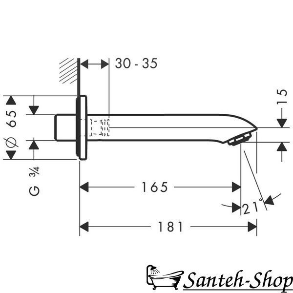 Излив для ванны Hansgrohe Metris (31494000) 31494000 фото