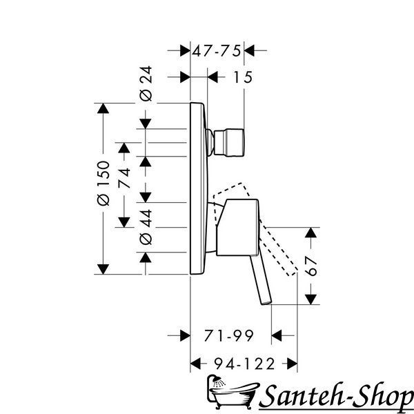 Baterie Hansgrohe Talis S pentru cadă și duș 434564357071 foto