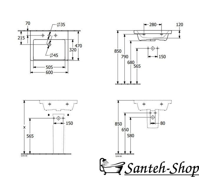 VILLEROY & BOCH SUBWAY 3.0 Умывальник 4А706001 фото