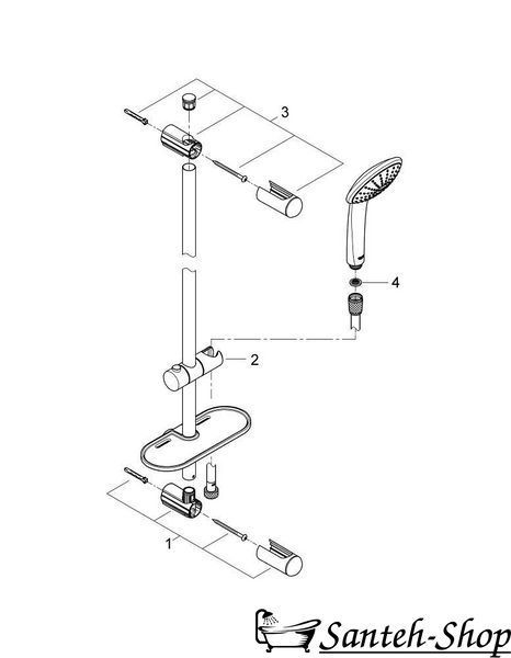 Душевой гарнитур с 1 режимом струи GROHE Euphoria хром 27266001 27266001 фото