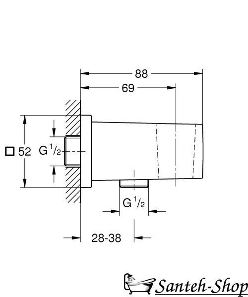 Cot racord de perete Grohe Euphoria Cube 26370AL0 cu suport para 1/2 Brushed Hard Graphite 26370AL0 foto