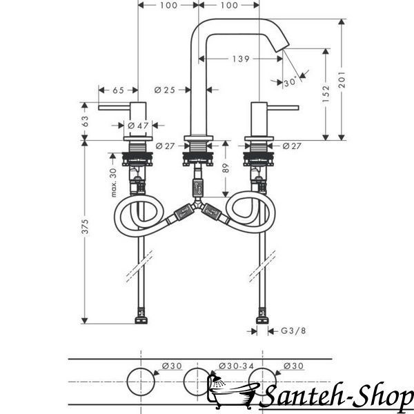 Baterie lavoar Push-Open Hansgrohe Tecturis S 150, 73330670 73330670 foto