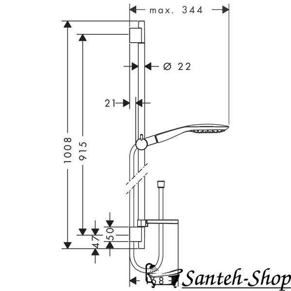 Душевой набор Hansgrohe 27857000 Raindance Select E 150 3jet/Unica S Puro 90 хром 27857000 фото