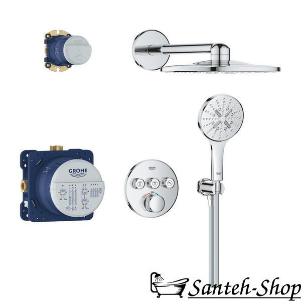 Душевая система скрытого монтажа Grohe Grohtherm SmartControl на 3 выхода с термостатом, хром (34863000) 34863000 фото