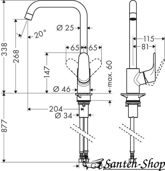 Смеситель для кухни Hansgrohe Focus 260 1 jet, черный матовый (31820670) 31820670 фото