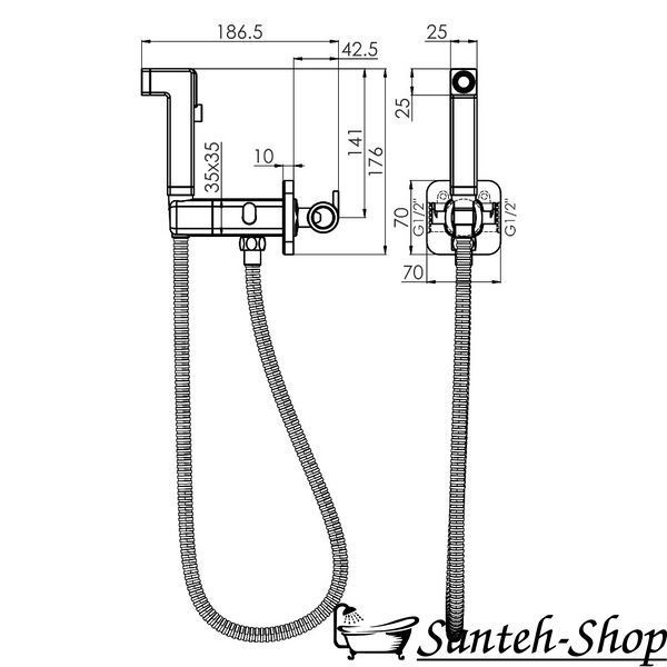 Set igienic VOLLE SISTEMA H35 1590.160321 montare ascunsă (cap de duș din alamă, 1 mod, furtun PVC 1200 mm), bronz periat 1590.160321 foto