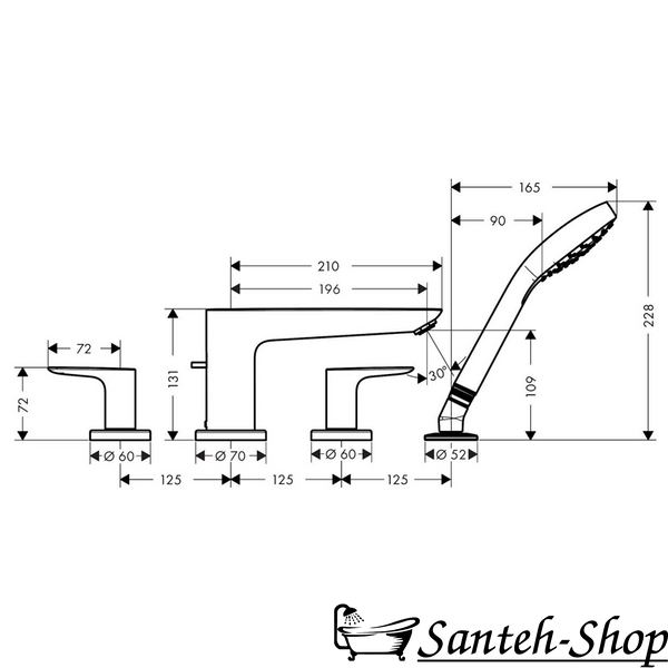 Смеситель на борт ванны Hansgrohe Talis E 71748340 71748340 фото