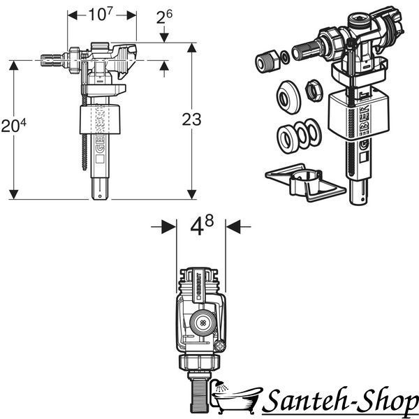 Robinet de admisie apă GEBERIT 281.004.00.5 tip 383, 3/8" și 1/2", niplu din alamă 281.004.00.5 foto