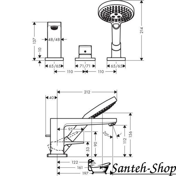 Baterie cadă HANSGROHE METROPOL 32550000 foto