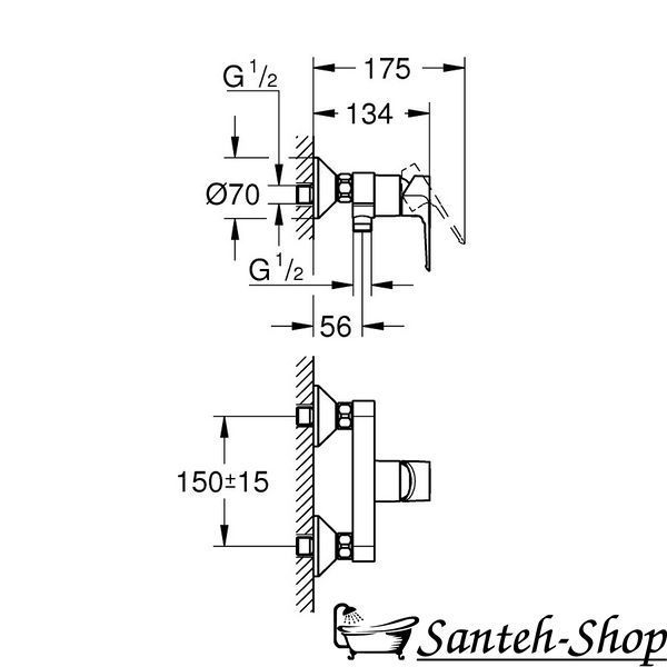 Baterie de dus GROHE BAULOOP NEW 23634001 monocomand 23634001 foto