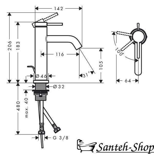 Baterie lavoar Hansgrohe Tecturis S 110 CoolStart, Negru Mat (73314670) 73314670 foto