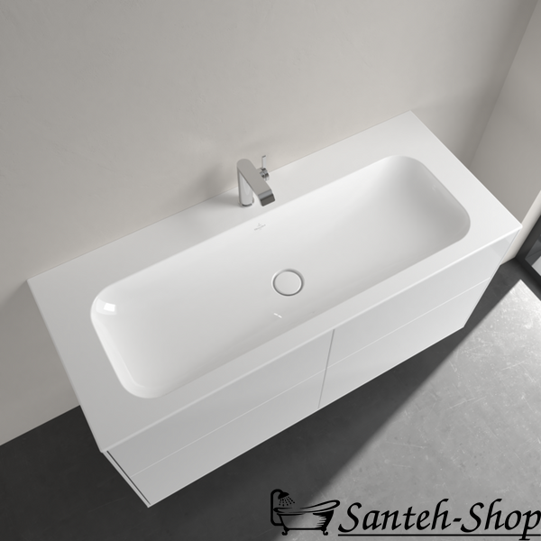 Раковина Villeroy & Boch Finion 4164C2R1 для установки на тумбу, 1200 x 500 x 160 mm, без перелива, Альпийский белый CeramicPlus 4164C2R1 фото