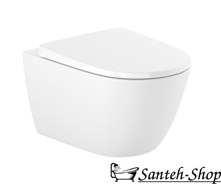 Подвесной унитаз ROCA ONA Rimless A34668C000+A801E12002 Vortex с сидением с Slow-closing, белый&nbsp;290x360x530 мм A34668C000+A801E12002 фото