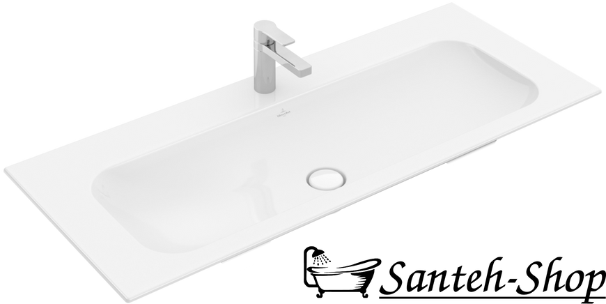 Раковина Villeroy & Boch Finion 4164C2R1 для установки на тумбу, 1200 x 500 x 160 mm, без перелива, Альпийский белый CeramicPlus 4164C2R1 фото