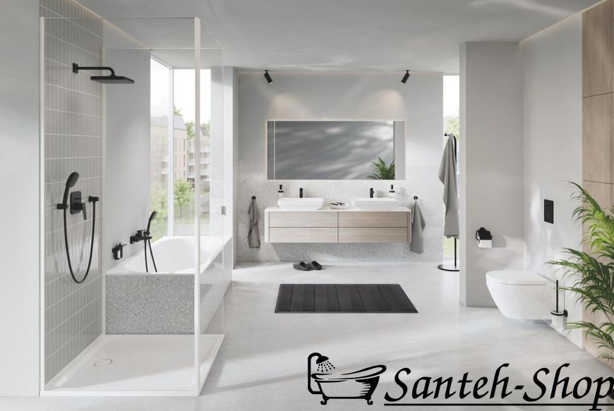 Верхний душ Grohe Tempesta 250 Cube, с кронштейном к стене с WaterSaving, черный матовый (266872430) 266872430 фото