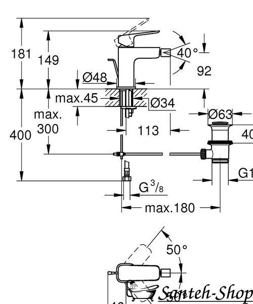 Baterie bideu Grohe Cubeo 1018100000 1018100000 foto