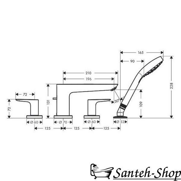 Смеситель на борт ванны Hansgrohe Talis E 71748670 71748670 фото