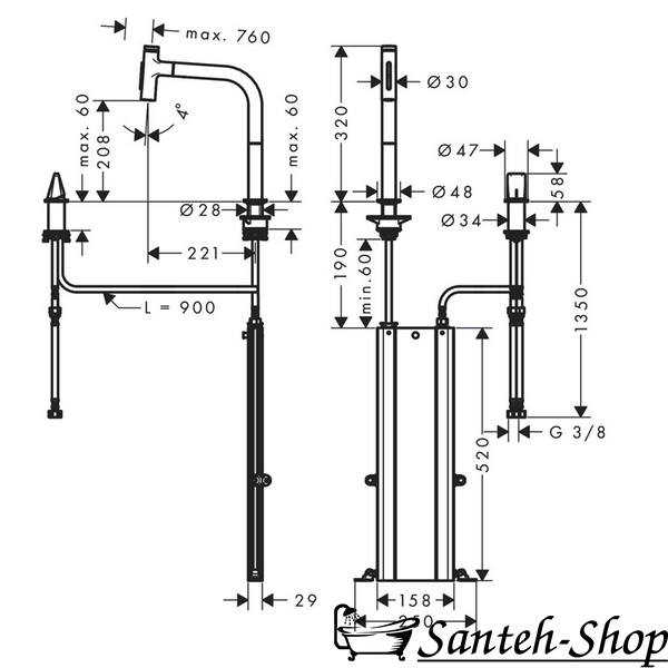 Смеситель для кухонной мойки Hansgrohe 73818000 Metris Select M71 73818000 фото