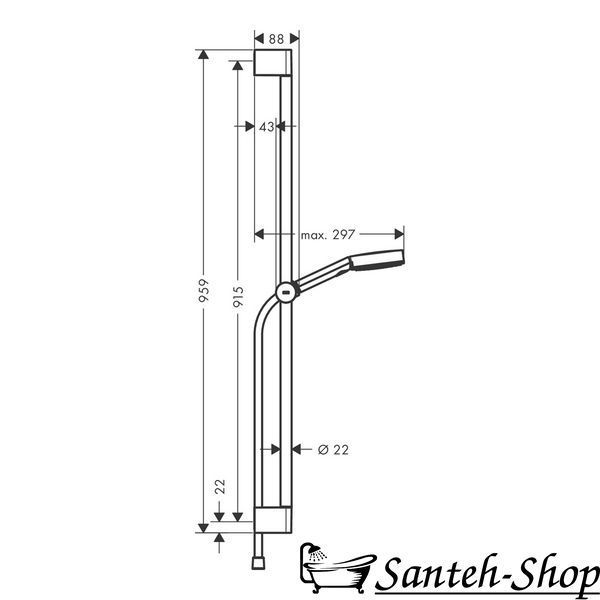 Душевой набор Hansgrohe Pulsify Select со штангой 90 см 24170670 989269471731 фото
