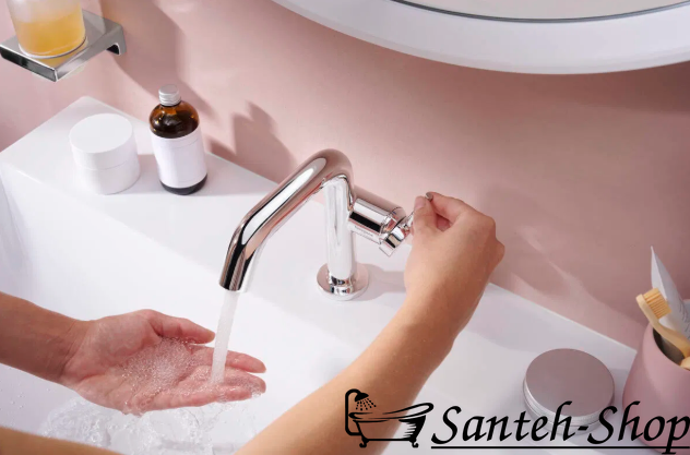 Смеситель 150 hansgrohe Tecturis S CoolStart EcoSmart+ для раковины с сливным гарнитуром, хром 73340000 73341000 фото