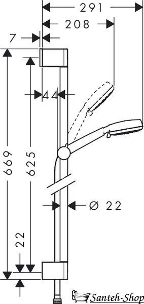 Set de duș Hansgrohe Crometta 100 Vario 65, alb/crom (26651400) 26651400 foto