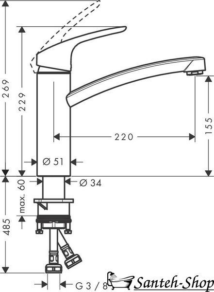 Смеситель для кухни Hansgrohe Focus E, хром (31806000) 31806000 фото