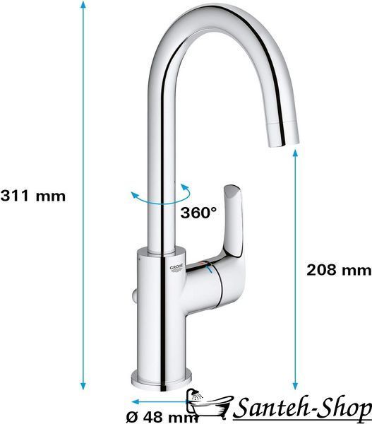 Baterie de lavoar GROHE Eurosmart, dimensiune XL crom 23537002 23537002 foto