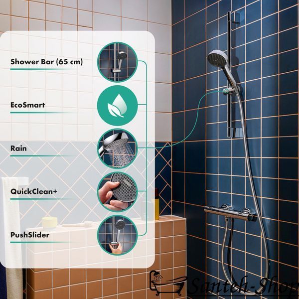 Set de duș Hansgrohe Activera S 1jet EcoSmart 28041000 cu suport cromat de 65 cm 28041000 foto