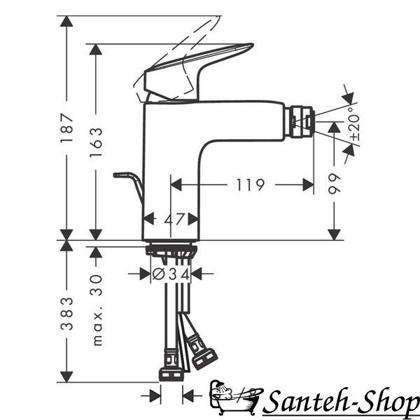 Смеситель Hansgrohe Logis для биде, Matt Black (71200670) 71200670 фото