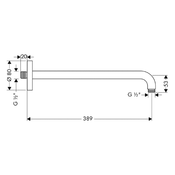 Braț de duș Hansgrohe 389 mm, alb mat (27413700) 27413700 foto