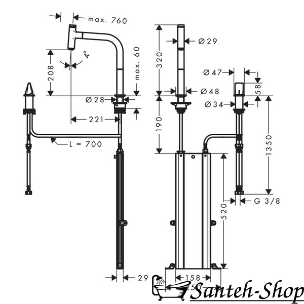 Смеситель для кухонной мойки Hansgrohe 73804000 Metris Select M71 хром 73804000 фото