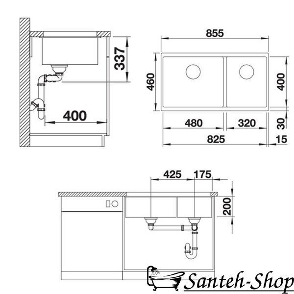 Chiuvetă de bucătărie Blanco Subline 480/320-U neagră 525993 foto