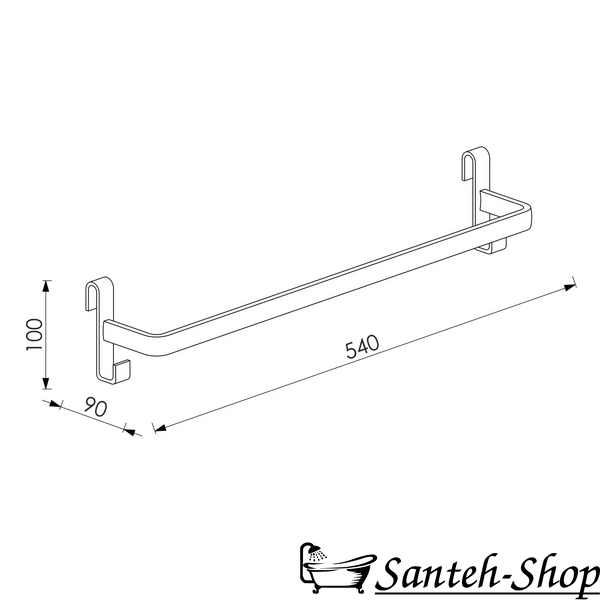 Suport prosop de perete IMPRESE sh10121GM cu c&acirc;rlige, 53,5 x 10 x 10 cm, gun metal sh10121GM foto