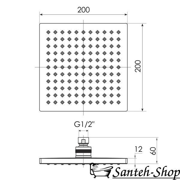 Душ верхний IMPRESE SQ200 хром 200х200 мм SQ200 фото