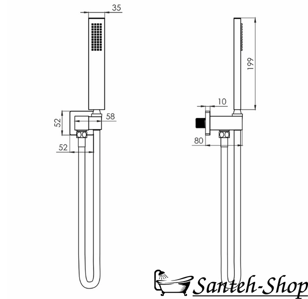 Set dus CASCADA B65, cap de dus din alama, 1 mod, racord perete cu suport, furtun PVC 150cm, mat negru 1586.170104 foto