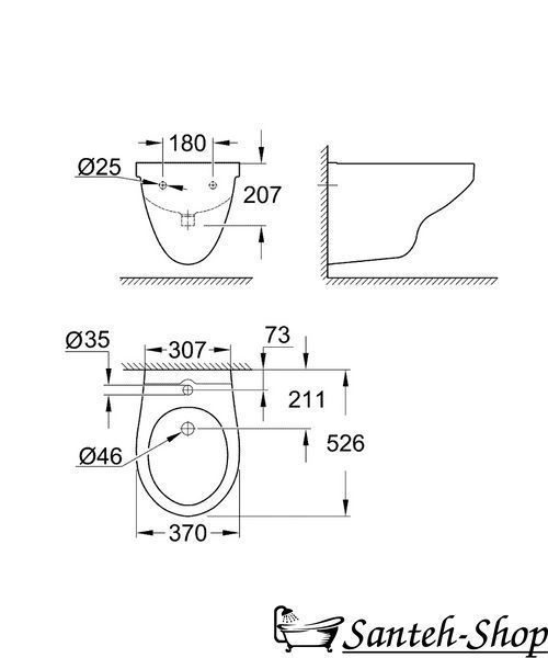 Биде подвесное Grohe Bau Ceramic, альпийский белый (39433000) 39433000 фото