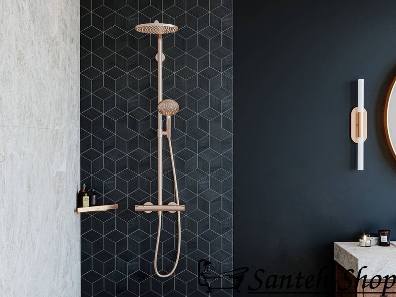 Душевая система Hansgrohe Raindance S 240 Showerpipe PowderRain 1jet с термостатом, polished gold optic (27633990) 27633990 фото