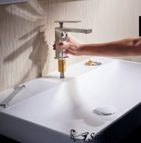 Baterie lavoar 110 Hansgrohe Tecturis E 73010000 fără racord de scurgere cromat 73014000 foto
