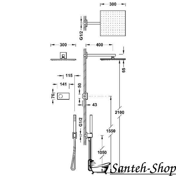Set dus Tres SHOWER TECHNOLOGY 9286563 cu control electronic cromat 9286563 foto