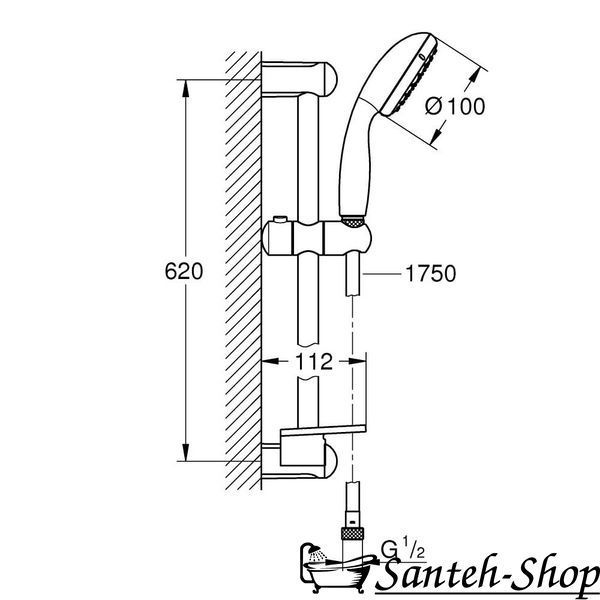 Душевой гарнитур GROHE Tempesta New 27926001 с полочкой 27926001 фото