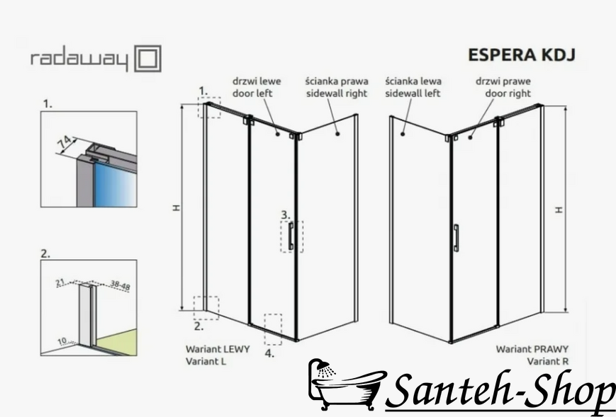 Espera KDJ Mirror 100x80 Left 380495-01L, 380230-71L +380148-01R фото