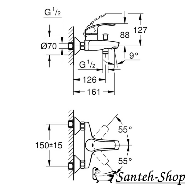 Baterie de baie GROHE Eurosmart, crom (33300002) 33300002 foto