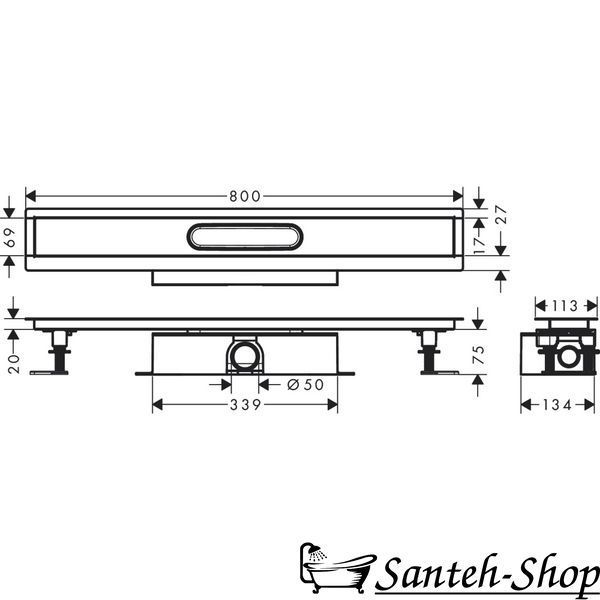 Монтажный комплект для каналов Hansgrohe 50 мм uBox universal 800 мм (56024180) 56024180 фото